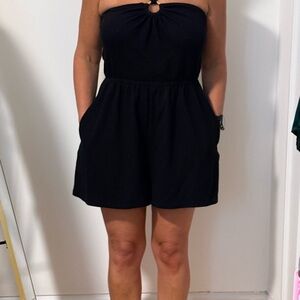 Elegant Black Strapless Romper